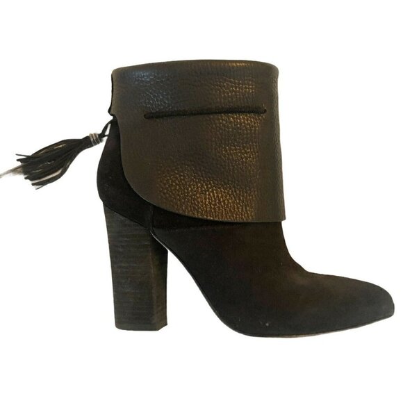 Sigerson Morrison Black Ferg Leather Suede Booties - Picture 11 of 13